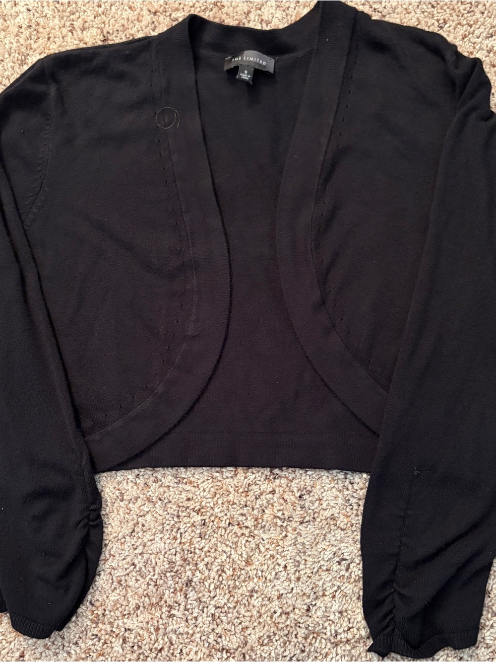 Ann Taylor Black Cropped Bolero Shrug with Scrunched Sleeves